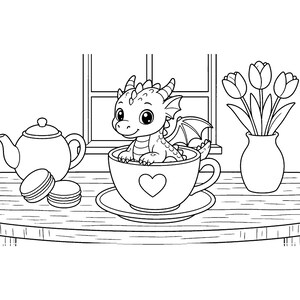 Pequeños Amigos Ember / Libro para colorear de dragones adorables para niños y adultos, dragones bebés tiernos, llamativos y fáciles de dibujar, PDF imprimible, descarga instantánea imagen 6