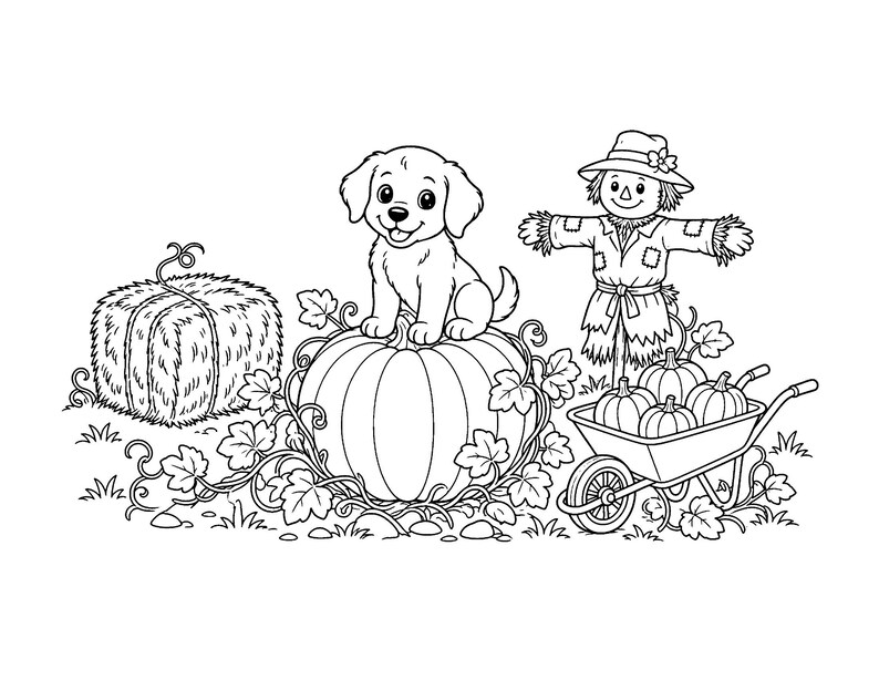 Waggy Tail Cuddles / Libro para colorear de perros y cachorros para niños y adultos, llamativo y fácil, PDF imprimible, descarga instantánea imagen 8