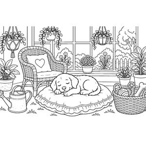 Waggy Tail Cuddles / Libro para colorear de perros y cachorros para niños y adultos, llamativo y fácil, PDF imprimible, descarga instantánea imagen 11