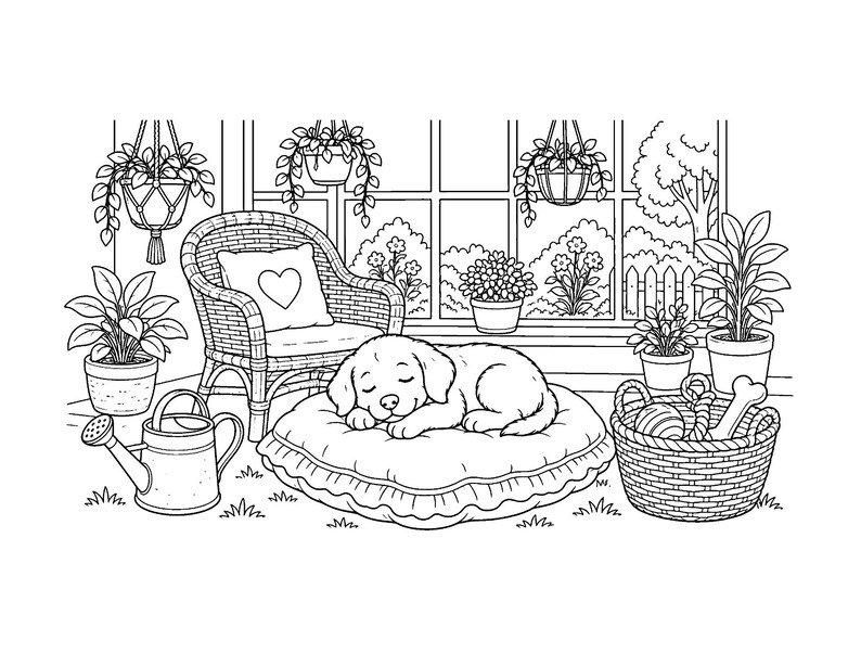 Waggy Tail Cuddles / Libro para colorear de perros y cachorros para niños y adultos, llamativo y fácil, PDF imprimible, descarga instantánea imagen 11