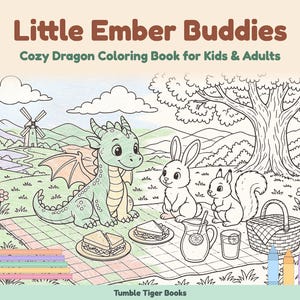 Pequeños Amigos Ember / Libro para colorear de dragones adorables para niños y adultos, dragones bebés tiernos, llamativos y fáciles de dibujar, PDF imprimible, descarga instantánea imagen 2