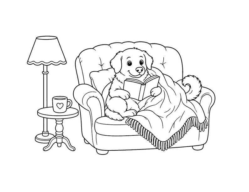 Waggy Tail Cuddles / Libro para colorear de perros y cachorros para niños y adultos, llamativo y fácil, PDF imprimible, descarga instantánea imagen 5