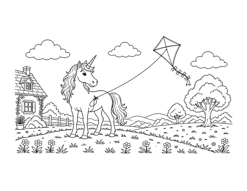 Glitzernde Einhorn-Träume: Einhorn-Malbuch zum Ausdrucken (PDF), Magische Regenbogen-Einhorn-Malvorlagen für Kinder und Erwachsene, Sofort-Download Bild 5