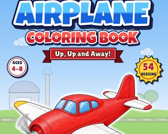 54 Airplane Coloring Pages for Kids | Up, Up and Away!, Jets, Helicopters, Hot Air Balloons, Printable PDF, Instant Download