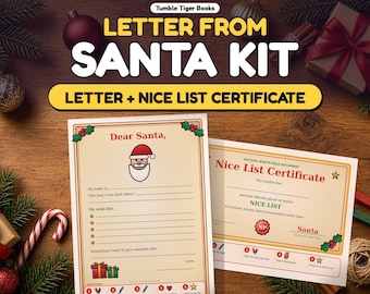 Kit stampabile "Lettera da Babbo Natale", Certificato di Buoni, Lista dei Desideri per Babbo Natale, Etichette del Polo Nord, PDF stampabile