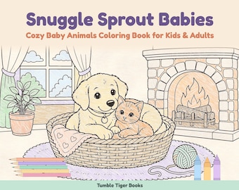 Disegni di animali da colorare stampabili, Snuggle Sprout Babies Woodland Farm Book per bambini e adulti, PDF stampabile