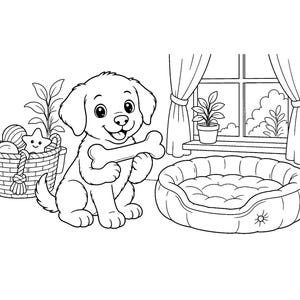 Waggy Tail Cuddles / Libro para colorear de perros y cachorros para niños y adultos, llamativo y fácil, PDF imprimible, descarga instantánea imagen 3