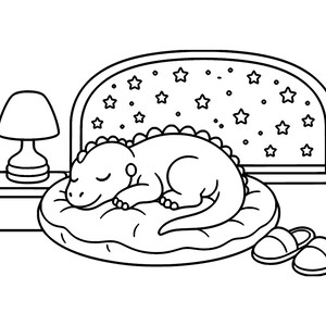 Dino Cozy Days: Dinosaur Coloring Book Printable PDF, Bold Easy Cute Dino Coloring Pages for Kids & Adults, Instant Download image 4