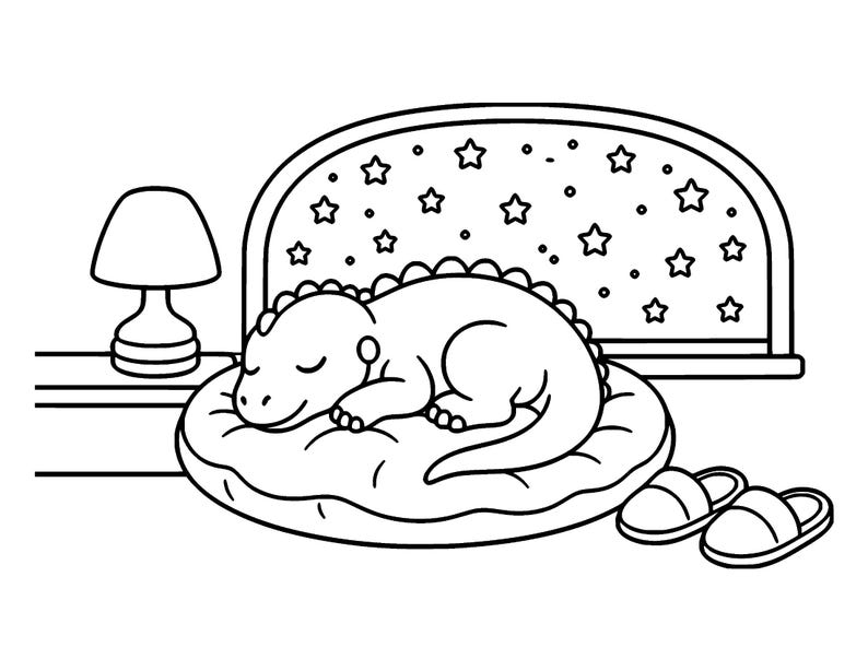 Dino Cozy Days: Dinosaur Coloring Book Printable PDF, Bold Easy Cute Dino Coloring Pages for Kids & Adults, Instant Download image 4
