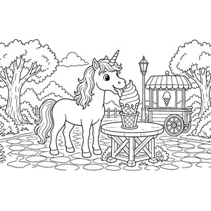 Glitzernde Einhorn-Träume: Einhorn-Malbuch zum Ausdrucken (PDF), Magische Regenbogen-Einhorn-Malvorlagen für Kinder und Erwachsene, Sofort-Download Bild 3