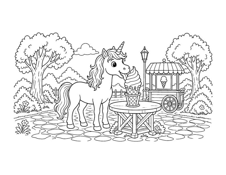 Glitzernde Einhorn-Träume: Einhorn-Malbuch zum Ausdrucken (PDF), Magische Regenbogen-Einhorn-Malvorlagen für Kinder und Erwachsene, Sofort-Download Bild 3