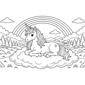 Glitzernde Einhorn-Träume: Einhorn-Malbuch zum Ausdrucken (PDF), Magische Regenbogen-Einhorn-Malvorlagen für Kinder und Erwachsene, Sofort-Download Bild 2