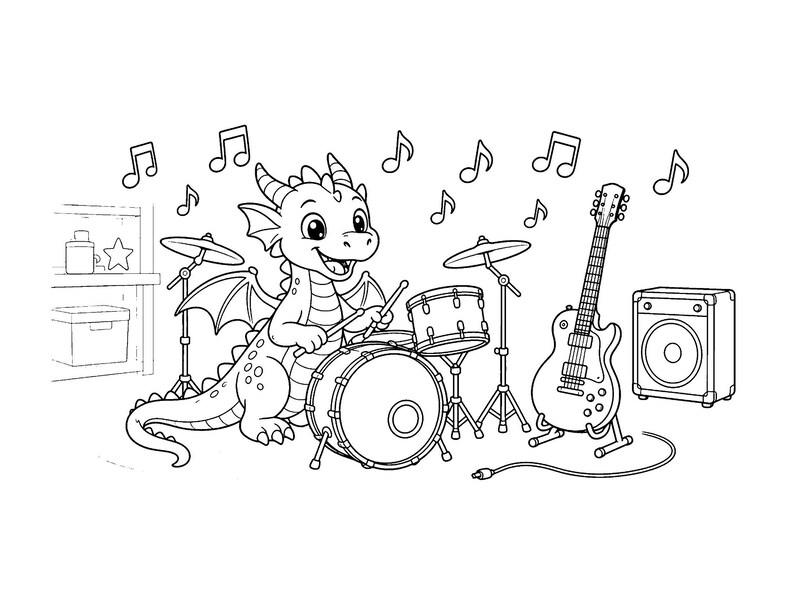Pequeños Amigos Ember / Libro para colorear de dragones adorables para niños y adultos, dragones bebés tiernos, llamativos y fáciles de dibujar, PDF imprimible, descarga instantánea imagen 10