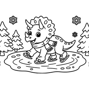 Dino Cozy Days: Dinosaur Coloring Book Printable PDF, Bold Easy Cute Dino Coloring Pages for Kids & Adults, Instant Download image 2