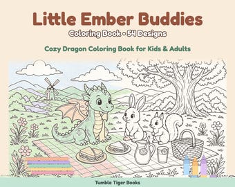 Dibujos para colorear de dragones para imprimir, Little Ember Buddies: adorables dragones para niños y adultos, PDF imprimible.