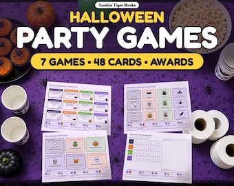 Pacchetto di giochi stampabili per feste di Halloween: Preferiresti...?, Mimo, Anagrammi, Premi, Giochi per la classe e per feste in famiglia
