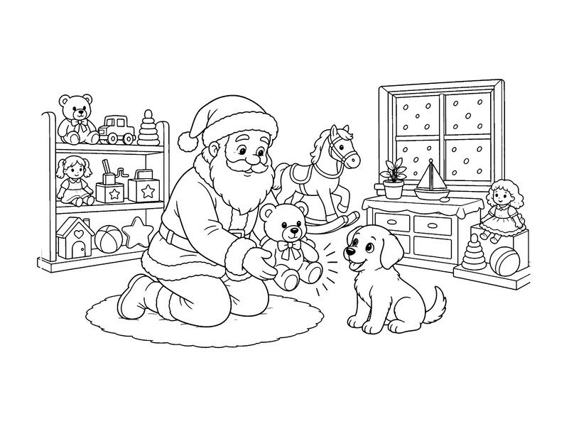 Twinkle Toasty Christmas: Christmas Coloring Book Printable PDF, Holiday Coloring Pages for Kids & Adults, Santa, Instant Download image 8