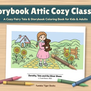 Clásicos acogedores de Storybook Attic / Libro para colorear de cuentos de hadas acogedores para niños y adultos, escenas de cuentos sencillas y llamativas, PDF imprimible imagen 1