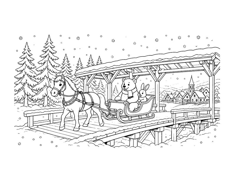 Twinkle Toasty Christmas: Christmas Coloring Book Printable PDF, Holiday Coloring Pages for Kids & Adults, Santa, Instant Download image 3