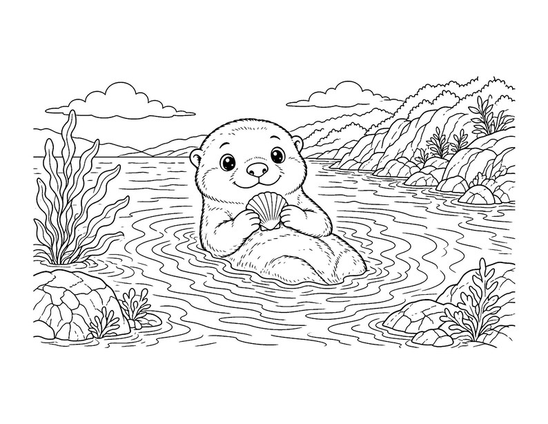 Knuffel Sprout Babies: Kleurboek met babydieren (printbaar PDF-bestand), schattige kleurplaten van bos- en boerderijdieren voor kinderen en volwassenen. afbeelding 4