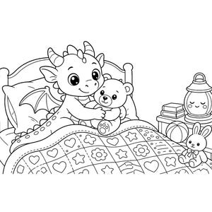 Pequeños Amigos Ember / Libro para colorear de dragones adorables para niños y adultos, dragones bebés tiernos, llamativos y fáciles de dibujar, PDF imprimible, descarga instantánea imagen 4