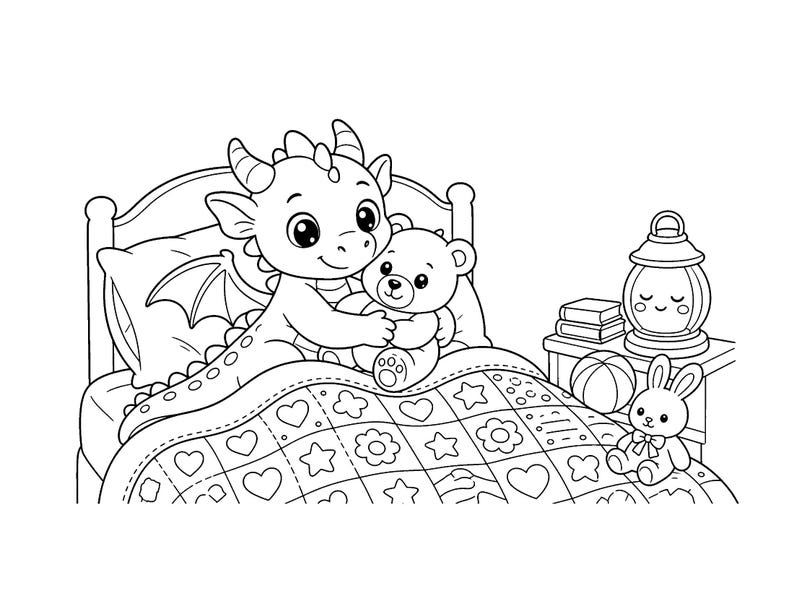 Pequeños Amigos Ember / Libro para colorear de dragones adorables para niños y adultos, dragones bebés tiernos, llamativos y fáciles de dibujar, PDF imprimible, descarga instantánea imagen 4