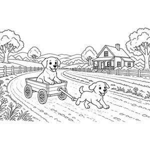 Waggy Tail Cuddles / Libro para colorear de perros y cachorros para niños y adultos, llamativo y fácil, PDF imprimible, descarga instantánea imagen 4