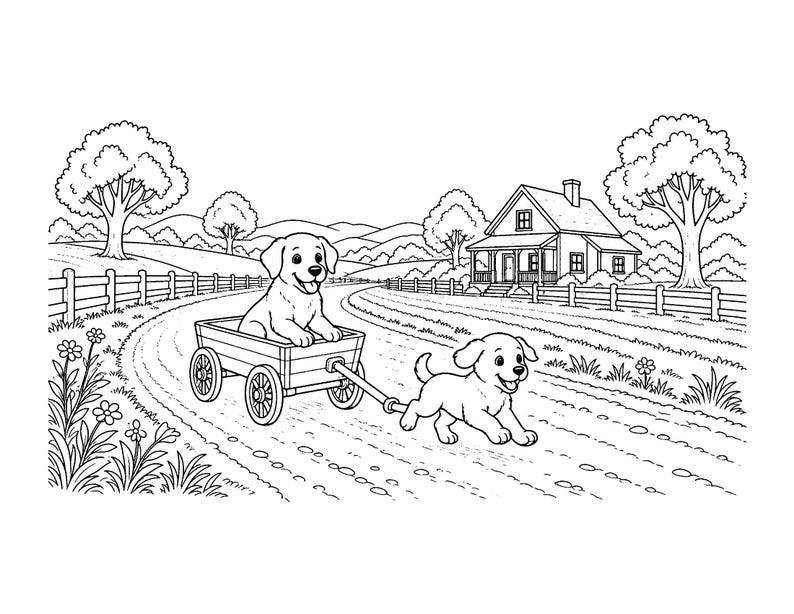 Waggy Tail Cuddles / Libro para colorear de perros y cachorros para niños y adultos, llamativo y fácil, PDF imprimible, descarga instantánea imagen 4