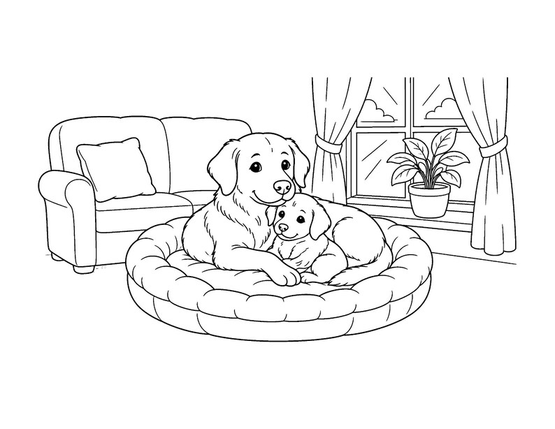 Waggy Tail Cuddles / Libro para colorear de perros y cachorros para niños y adultos, llamativo y fácil, PDF imprimible, descarga instantánea imagen 9