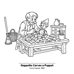 Clásicos acogedores de Storybook Attic / Libro para colorear de cuentos de hadas acogedores para niños y adultos, escenas de cuentos sencillas y llamativas, PDF imprimible imagen 5
