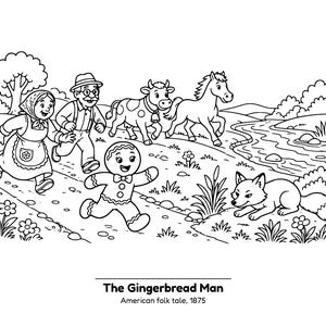 Clásicos acogedores de Storybook Attic / Libro para colorear de cuentos de hadas acogedores para niños y adultos, escenas de cuentos sencillas y llamativas, PDF imprimible imagen 4