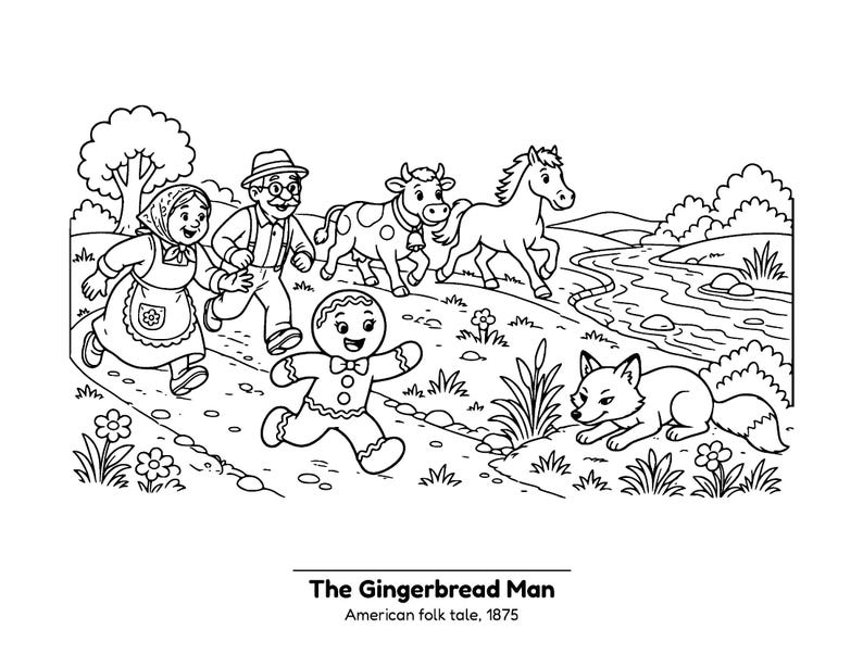 Clásicos acogedores de Storybook Attic / Libro para colorear de cuentos de hadas acogedores para niños y adultos, escenas de cuentos sencillas y llamativas, PDF imprimible imagen 4