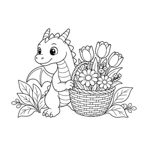 Pequeños Amigos Ember / Libro para colorear de dragones adorables para niños y adultos, dragones bebés tiernos, llamativos y fáciles de dibujar, PDF imprimible, descarga instantánea imagen 8