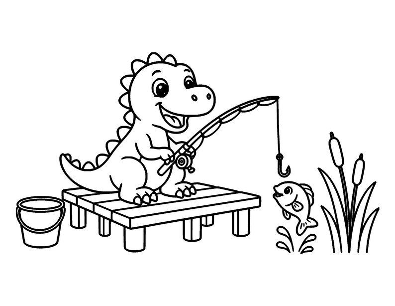 Dino Cozy Days: Dinosaur Coloring Book Printable PDF, Bold Easy Cute Dino Coloring Pages for Kids & Adults, Instant Download image 5