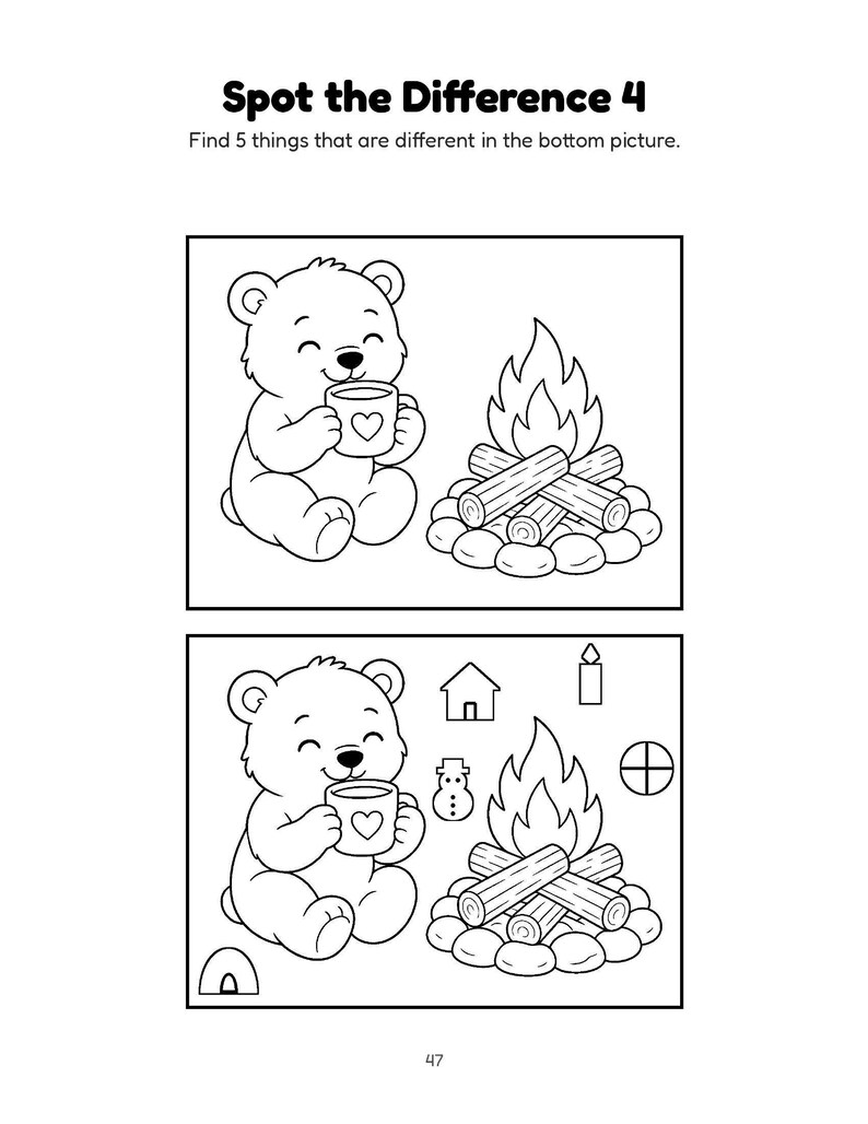 Penguin Activity Book Printable, 54 Designs | Winter Snow Coloring Pages and Activities for Kids & Adults, Ages 3-7, Printable PDF image 5