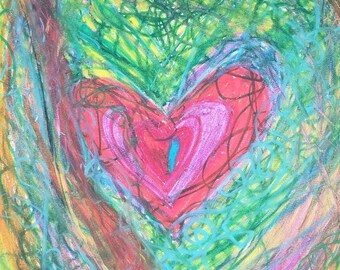 Yoni Heart Art, Pastels on Paper (14" X 16.5")