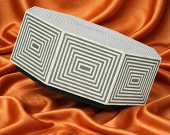 Geometric Monel Coffee Table, Black and White Luxury Center Table