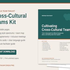 Kit para equipos interculturales / Acuerdos de equipo, Lista de verificación para reuniones inclusivas, Actividades para talleres / Kit de herramientas imprimible para equipos globales