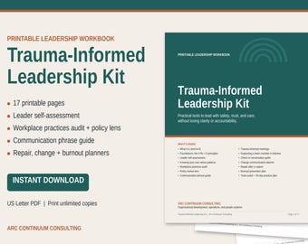 Trauma-Informed Leadership Kit | Psychological Safety Workbook, Leader Self-Assessment, Burnout Prevention | Printable Manager Toolkit