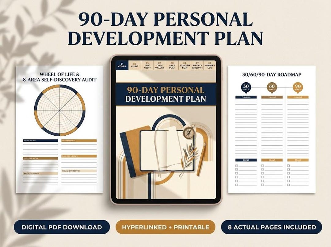 Timeline Personal Development Template Personal Development Plan PDF, 90 Day Action Planner Undated, Wheel of ...