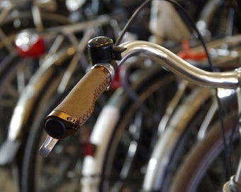 Leather imitation Grips for Bicycle. Light brown.