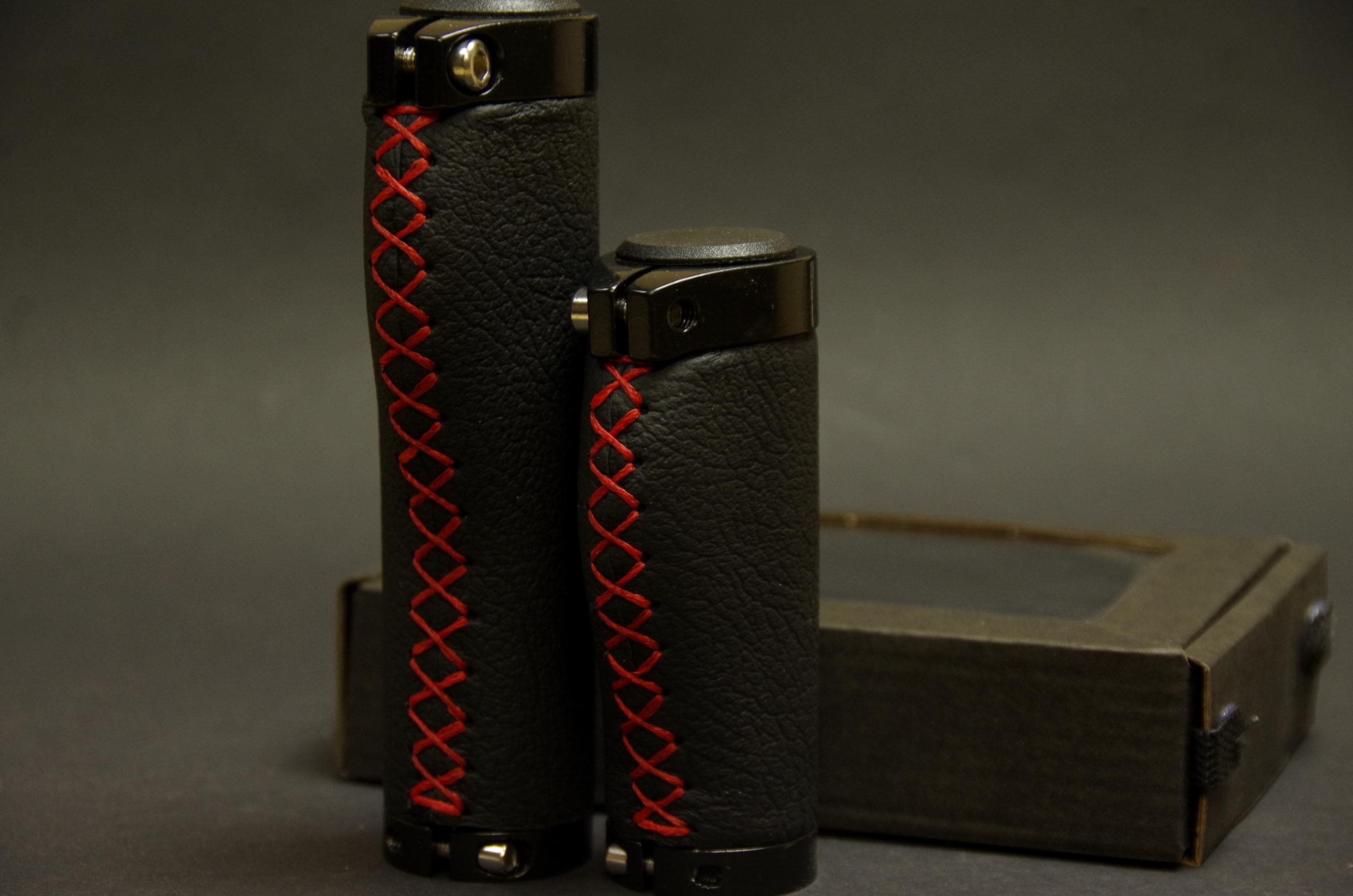 Leather Black Bicycle Grips for three-speed gearshift.