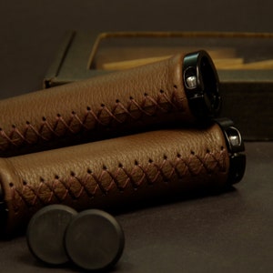 Leather Brown Grips for Bicycle.
