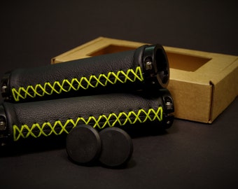 Leather Grips for Bicycle. Black
