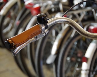 Leather Grips for Bicycle. Light brown.