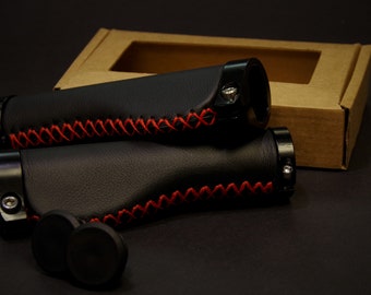 Leather Grips for Bicycle. Black