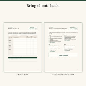 Room-by-room home to-do list for clients next to the seasonal home maintenance checklist