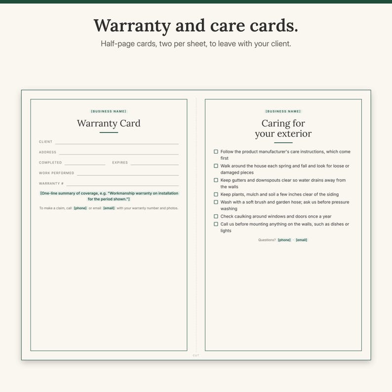 Contractor Client Forms Bundle, Estimate, Change Order, Warranty (PDF Download) image 8