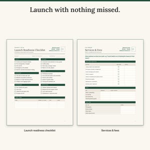 Launch readiness checklist by area next to the services and fees page for owners