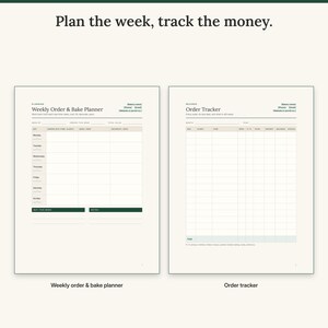 Weekly order and bake planner next to the monthly order tracker